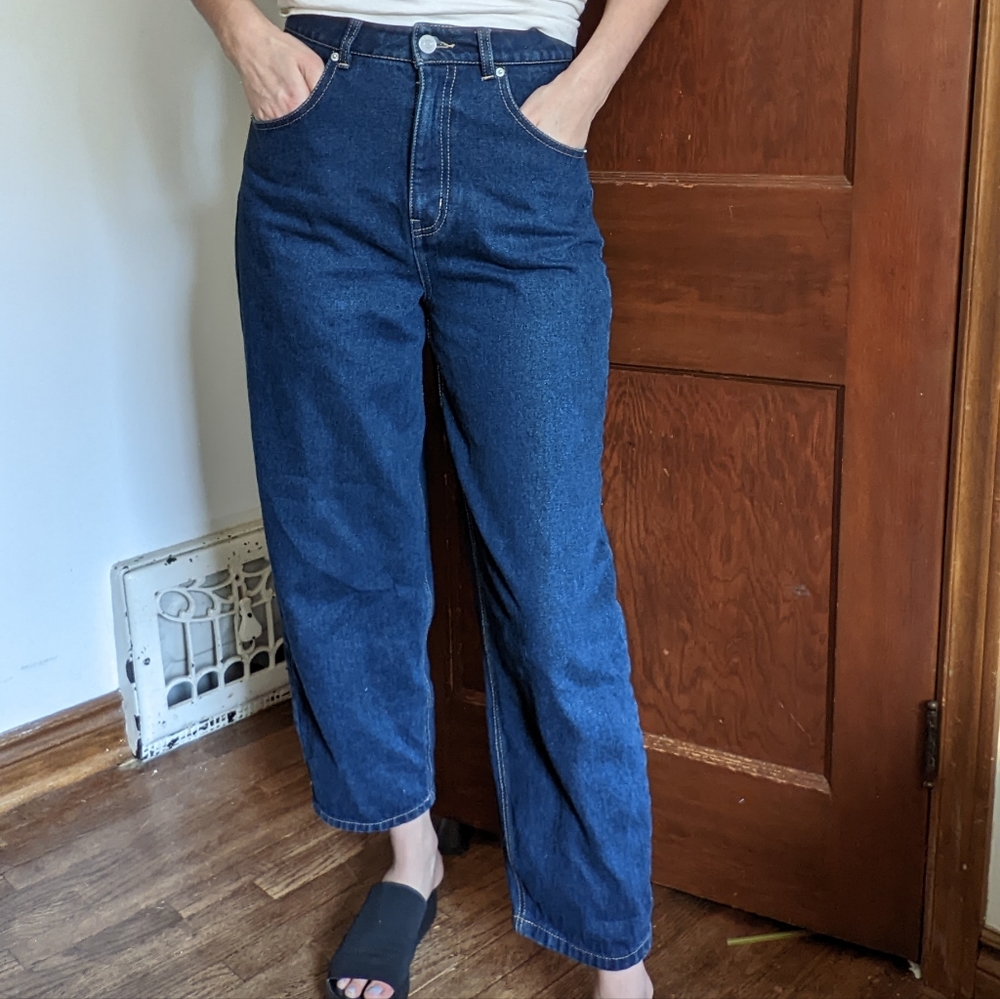 High Waist Organic Cotton Barrel Mom Jeans by Twik